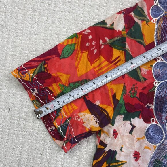 Urban Renewal Remnants Upcycled Panel Embroidery Cabana Shirt Floral AOP Sz S - Picture 10 of 16